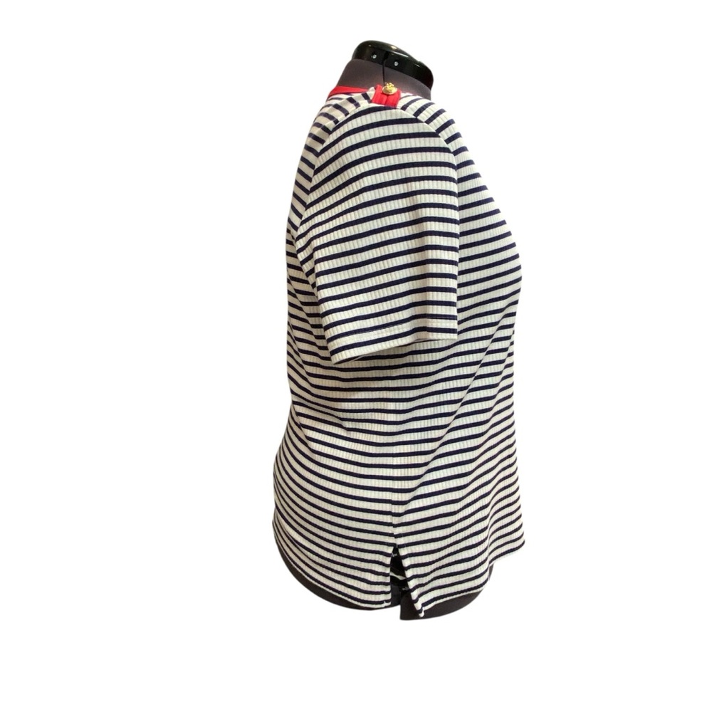 Links Women's size XL Navy White Striped knit rib Tee Coastal sailing Red Trim - Picture 4 of 8